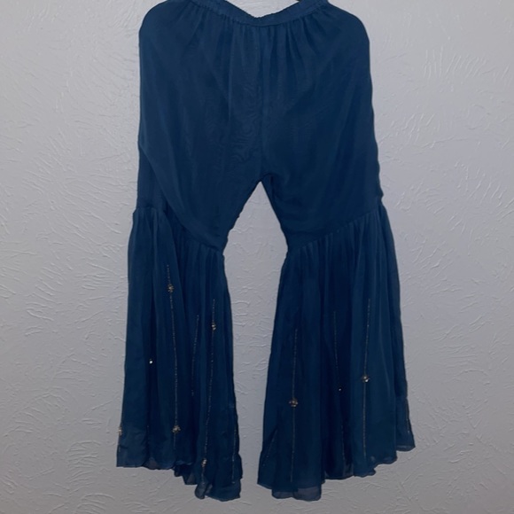 Gharara Blue with intricate Silver beading. - Picture 5 of 9